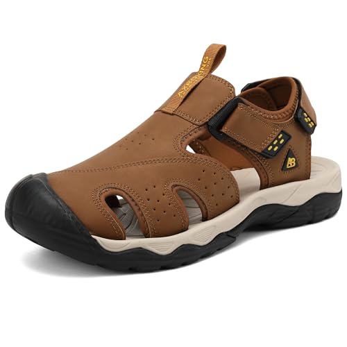 AX BOXING Sandalias Deportivas Hombre Verano Punta Cerrado Sandalias Trekking Antideslizantes Zapatos Senderismo Tamaño 41 45 EU(Marrón_C, 43 EU)