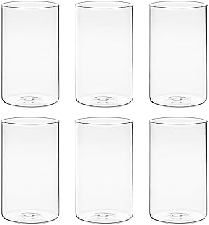 Winter Shore 15 cm High Glass Vases for Table Decoration [Pack of 6],Glasses for Candles, Flowers, Pebbles, Shells,Transparent Glass Vase Cylinder,Vases Wedding Table Decoration