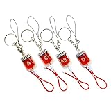 PLAFOPE 4 pièces Porte-clés Pendentif Style Sang B AB O Accessoire Polyvalent pour Sacs Clés et Téléphone et Inoxydable Cadeau Halloween et Anniversaire