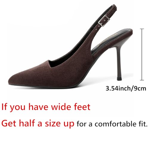 Image of RIBONGZ Sexy Slingback Pumps Elegant Dressy Heels for Women Closed Toe Pointy High Heels Wedding Bride Prom Party Evening Shoes