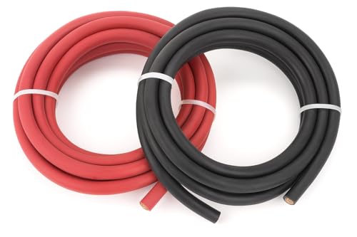 Image of 2 AWG EPR Welding Cable, Pure Copper Battery Cable, Flexible Power Wire for Car, Inverter, RV, Solar, Audio, Marine Applications, Black and Red (10 FT Black+10 FT RED, 2 AWG)