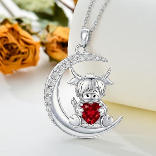 Image of PROESS Animal Birthstone Necklace 925 Sterling Silver Otter /Axolotl /Hippo /Elephant /Dachshund /Monkey /Red Panda Pendant Necklace Animal Birthstone Jewelry Gifts for Women