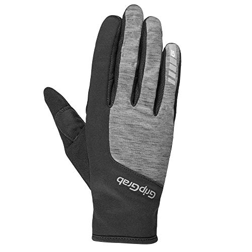 Guantes de Ciclismo para Mujer Hurricane de GripGrab, Acolchados, Resistentes al Viento, para Pantalla táctil, Antideslizantes, para Ciclismo, Color Negro/Gris, Talla M