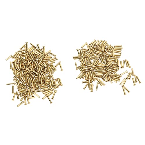 Zerodis 500 Remaches Huecos, 65 Materiales de Cobre, Remaches de Ropa de Fácil Instalación para Manualidades, Perfectos para Bolsos y Prendas de Cuero (2,32x11x3,8 mm)