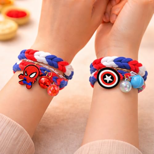 Image of CraftVatika Rakhi Set for Kids Brother, Rakhi Set of 2 for Brother Boys Baby Kids, Designer rakhis for Rakshabandhan Children Raki Set with Greeting Card, Tilak Set, for Premium RakshaSutra for Child