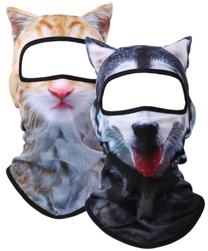 Image of 3D Cat Ski Balaclava Sheisty Face Mask with Ears Cute Animal Ski Mask for Music Festivals Raves Party Outdoor Activities