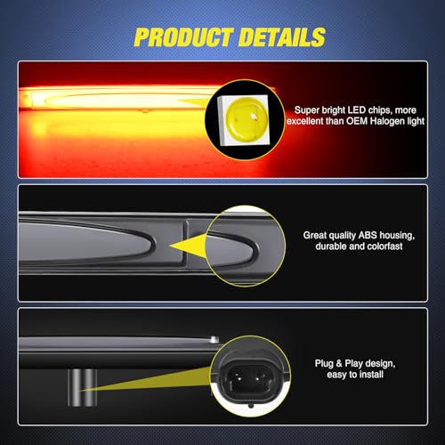 Image of Nilight Third Brake Light Tail High Mount 3rd Stop Lights Smoked Lens Compatible with Chevy Corvette C6 2005 2006 2007 2008 2009 2010 2011 2012 2013 Car Rear Center Cab Lamp