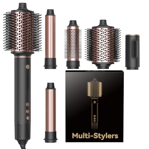 OKWRAP Cepillo Secador De Pelo 5 en 1 Secador 5 en 1 Set, 110000 RPM Cepillo De Aire Caliente 5 en 1 1300W Incluye Cepillo Termico Hair Curler Secador, Ideal Para Cabellos Lisos, Rizados y Con Volumen