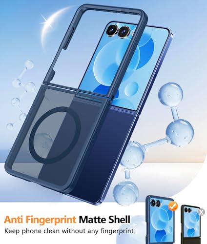 Image of FNTCASE for Samsung-Galaxy Z-Flip-7 Magnetic Case:Translucent Matte Textured Military Grade Drop Protection Phone Cover - Durable Rugged Shockproof Protective Bumper Cases