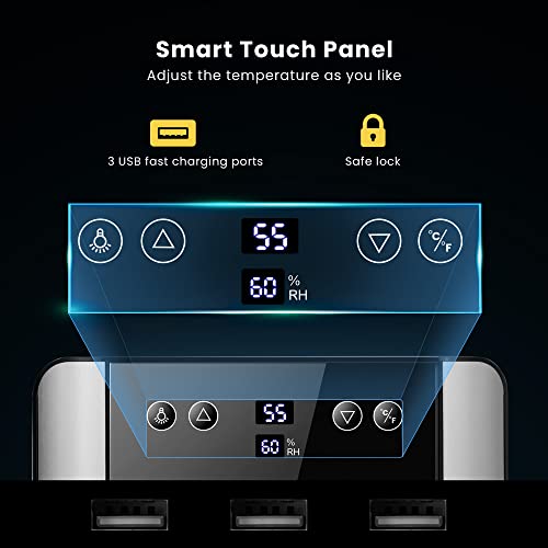 Vivohome Updated 8L Electric Humidor For 80 Counts, Cooling And Heating Temperature Control System With Bult-In Water Tank And Spanish Cedar Wood Drawer Shelves, High-End Gift For Men #TOP5