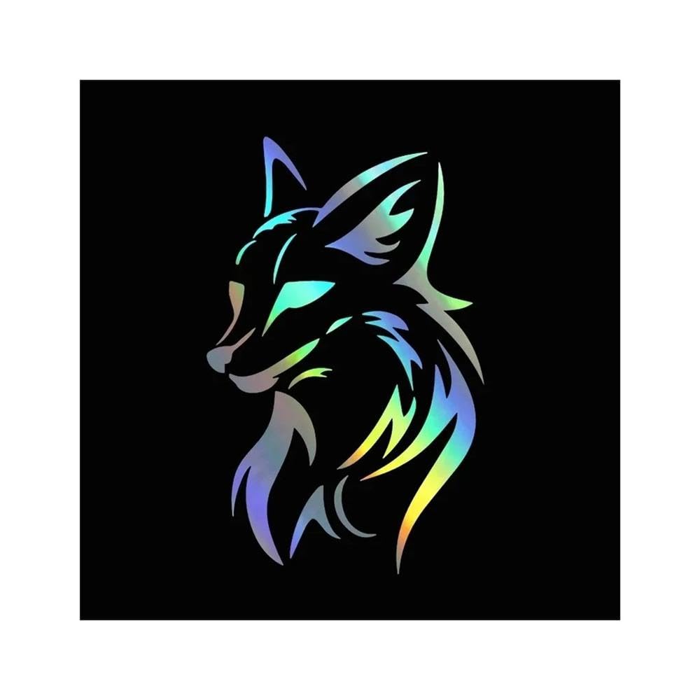 Auto Accessory Fox Head Creativity Decoration Vinyl Car Decals Car Sticker Vehicle Window Reflective Decals(Laser)