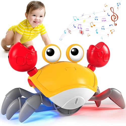 Image of Crawling Crab Baby Toy, Tummy Time Toys, Sensing Interactive Walking Dancing Toy for Crawling Baby Induction Crabs with Music Sounds, Infant Fun Birthday Gifts Entertainment for Toddler Baby Boy Girl