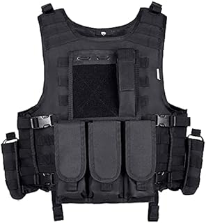 MGFLASHFORCE Tactical Airsoft Vest Adjustable Modular Paintball Vest (Black)