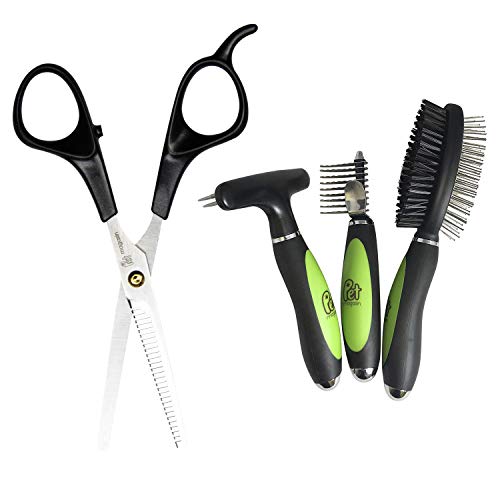 Pet Magasin Thinning Shears & Pet Magasin Grooming Brushes Set Bundle