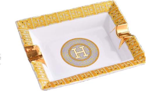 JT2D-Cendrier à cigares céramique exquise pour extérieur ou intérieur Fumer Le Cigare Conception De Conduit De Gros Calibre Convient pour Le Bureau couleur blanc,White-L