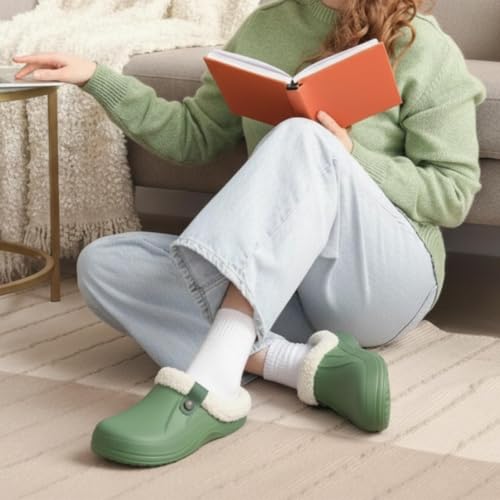 Image of Beslip Fur Lined Clogs for Women & Men Fuzzy Slippers with Memory Foam