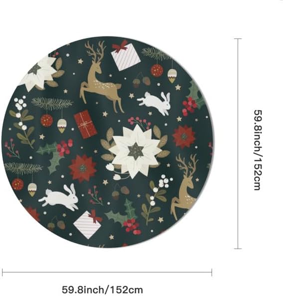 Miniatura 2 de Bidesign Mantel redondo de Navidad de 60 pulgadas con diseño de copos de nieve rojos y blancos, a prueba de polvo, resistente a las arrugas, mantel