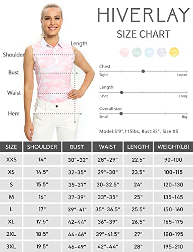 Hiverlay Polo Shirts For Women Sleeveless Golf Tank Tops Camo Tennis Shirts Slim Fit Upf 50+ With Collared, Pink, Medium #TOP6