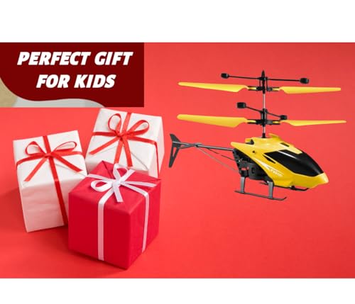Image of RC Helicopter with Hand Gravity Sensor for Kids Flying Remote Control Toy, Chargeable LED Light & Smart Safety Sensor, Indoor Outdoor Play, for Boys & Girls - Pack of 1 (Yellow)