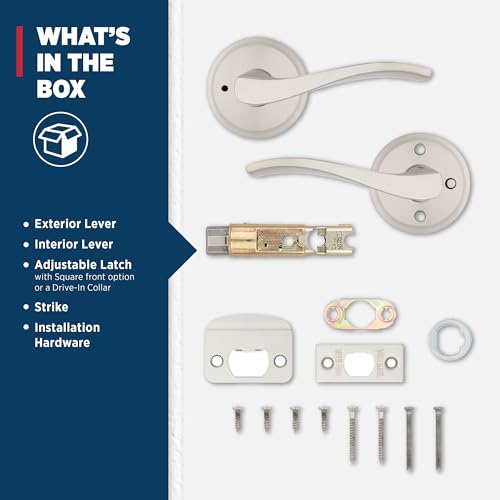 Weiser Sedona Satin Nickel Door Handle, Reversible Privacy Lever, Interior Door Handles for Bedroom and Bathroom Doors, Keyless Bathroom/Bedroom Door Lock, Transitional Home Décor by Weiser - Image 6