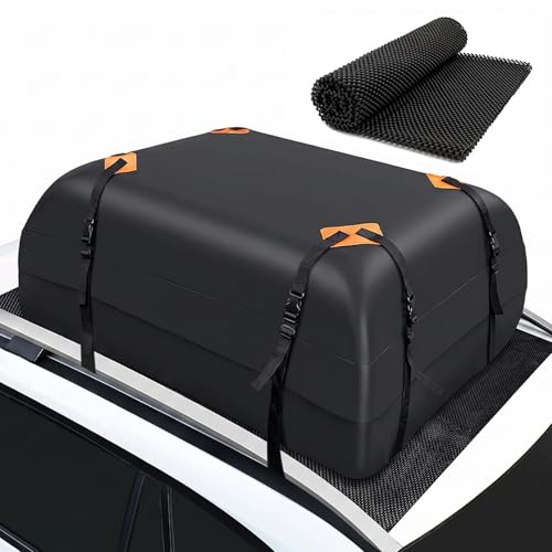 alouweekuky Cofre de Techo Coche, 425L Plegable Cofres de Techo con Alfombrilla Antideslizante, 420D Maletero de Techo Impermeable Baul de Portaequipajes, Bolsa Techo Coche para el Transporte