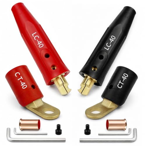 Image of CT-40FA Welding Terminals & LC-40 Male Cable Connectors 2Set, Red & Black | Welding Leads Quick Connector and Terminal for Welding Machine Accessories, 1 /0 and 2 /0(50-70mm) Cable Size Capacity