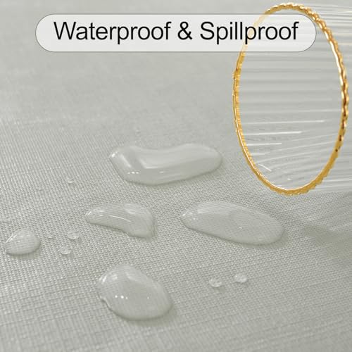 Subakvo Rectangle Table Cloth, Waterproof Vinyl Tablecloth with Flannel Backing, Wipeable Reusable Rectangular Plastic Tablecloths for Dining, Camping, Indoor and Outdoor (Light Gray, 60" x 84") by Subakvo - Used condition - Image 2
