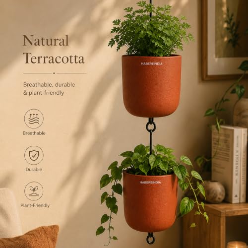 Image of Habere India-All the Cultures Fabricating India Pot for Plants | Flower Pots for Garden, Dining Table & Home Decor | Terracotta Flower Pot for Living Room Decoration (Red, Dia15 x H15 cm)