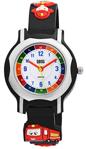 QBOS Kinder-Uhr Silikon Feuerwehr Lernuhr Analog Quarz 4500023 QBOS Kinder-Uhr Silikon Feuerwehr Lernuhr Analog Quarz 4500023