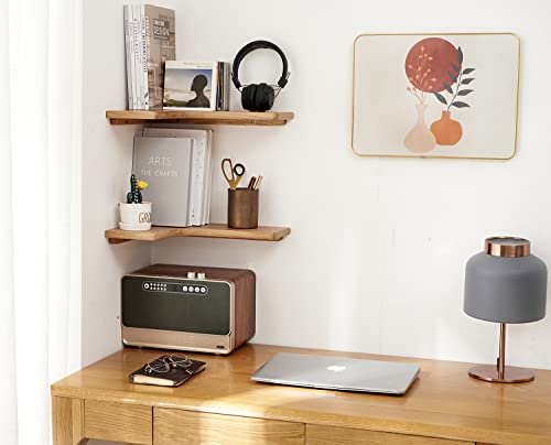 OAKERLAND Estante esquinero flotante de roble macizo montado en la pared para sala de estar, dormitorio, baño y cocina - imagen 2