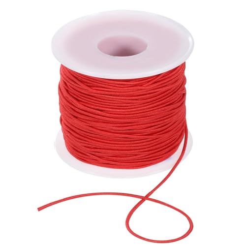 弾力ゴム紐 ブレスレット用 赤 太さ1.0 mm 約50m巻 弾力線 ジュエリー製作 ブレスレット作成 修理 DIY ビーズ ステッチ糸 伸びる 通しワイヤー ストレッチ ゴム コード ネックレス用 手芸 用品 手作り材料 アクセサリーパーツ クラフト紐 レッド