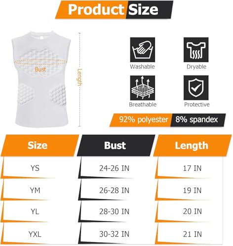 Baseball Chest Protector Youth Padded (White, Youth-M) - Thumbnail 2
