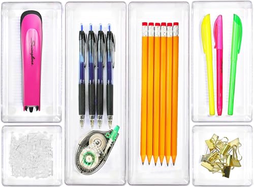 Image of UCRAVO 13Pcs Plastic Stackable Storage Drawers, Clear Desktop Drawer Organizers, Drawer Storage Organizer, Make up Organizer with Drawers, Acrylic Drawers Organizer for Office Supplies, School, Home