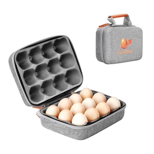 HYLCWTH 12 Slots Outdoor Egg Containers With Lid Reusable Egg Cartons With Handle Shockproof Storage Egg Carrier For Party Picnic Travel Portable Holder Protection Egg Box