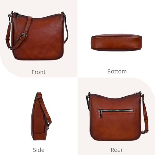 Bolso cruzado de cuero para mujer ajustable color marrón miniatura 5
