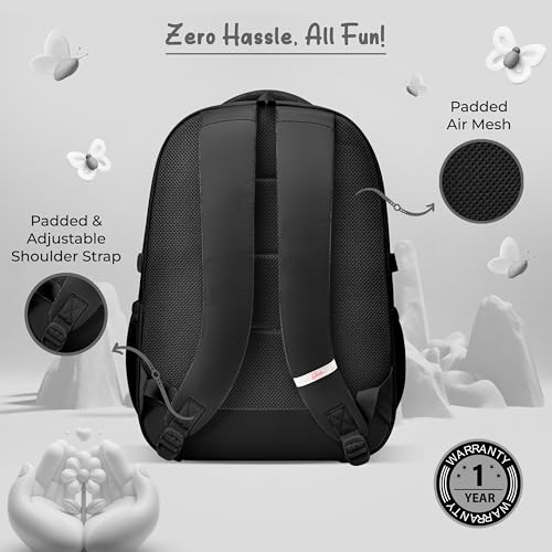 Image of Gear Grace 19 inch /40L Large Water Resistant School Bag | Casual Backpack | Daypack | Travel Backpack | Kids Bag for Boys /Girls (Black - Black)