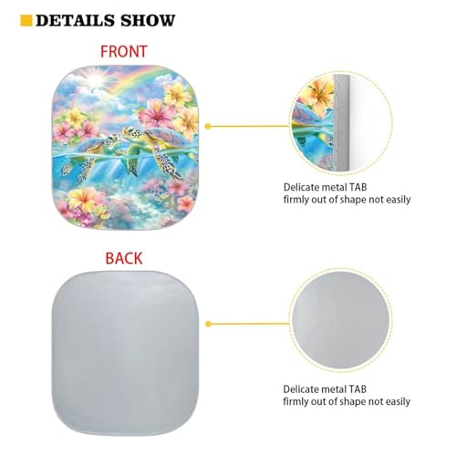 Image of Floral Turtle Car Front Windshield Sun Shade Foldable 2pcs Auto Sunshade Vehicles Sun Visor Portable Heat Reflector Keep Your Vehicle Cool Universal for Cars
