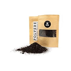 NERO FERMENTO NV Zwarte Knoflookpoeder geproduceerd met knoflook van Voghiera D.O.P. 30 g Made in Italy, Zonder conserveermiddelen, Antioxidant, Voedselsmaakstof voor alle gerechten, desserts, cocktails