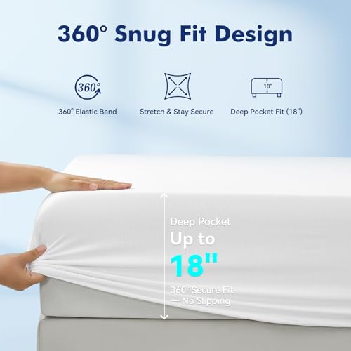 Image of Elegear King Cooling Sheets for Hot Sleepers, Silver Infused Arc-Chill 3.0 Bed Sheet Set, Q-Max 0.5 Silky Soft Breathable Cool Bedding Set for Night Sweats, 18 inch Deep Pocket, 4 Pieces, White