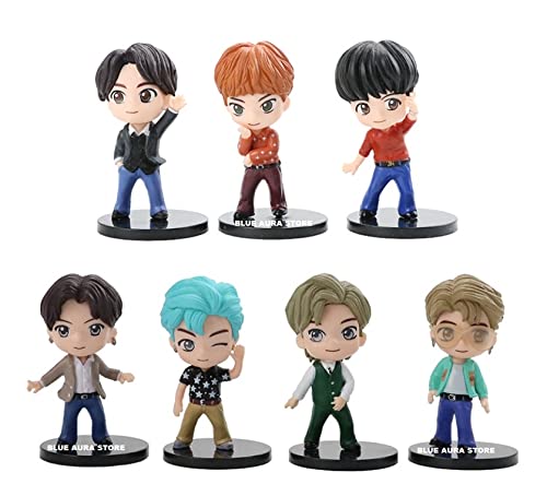 Blue Aura BTS Figures Toy Doll Statue Merchandise for BTS Army and Kpop Lovers (Size - 8 cm) Dyna