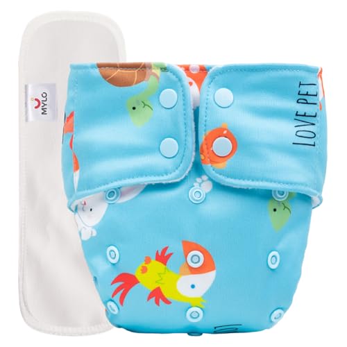 Image of Mylo Leak-Proof Baby Cloth Diaper Combo (1 Diapers + 1 Inserts) | Free Size (3M-3Y) | High Absorption | Quick Dry | Oeko-Tex Certified | Washable - Pet Love