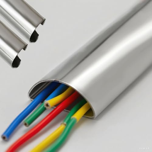 WLCGYD Canaleta Cable Ocultador De Cables Metálico para Suelo, 200, 150, 120 Y 100 Cm, para TV De Pared, Organizador De Cables Y Gestión De Cables.(2pc 4cm/1.6'',L 200cm/78.7'')