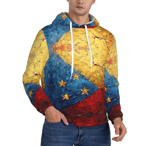 Ouyniei Sudadera con capucha para hombre, diseño de bandera de Venezuela, color negro