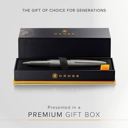 Image of Cross ATX Luxury Titanium Gray Rollerball Pen with Modern Polished Finish - Medium Point, Smooth Ink, Presented in Premium Gift Box
