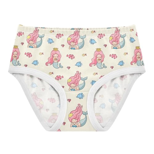 Little Girl Underwear Toddler Panties Kids Undies Mermaid Cartoon Soft Cotton Briefs 2T-8Y