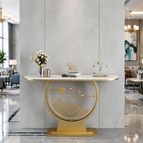 Mesa consola étnica con piedra sinterizada para pasillo y entrada Gold 5