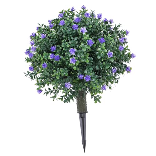 Arbusto de vegetación sintética con flores azules para decorar el porche y patio exterior 6