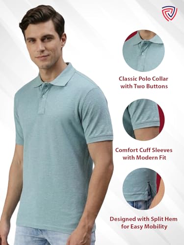 Image of Lux Cozi Men's Cotton Solid Polo Tshirt | Collar Tshirts | Half Sleeves | Stylish & Premium All Day Wear | Pack of 1