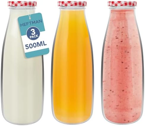 Reusable Glass Water Juice Drinking Bottle W/Silver Lid 1.1L/500l Set - View #3