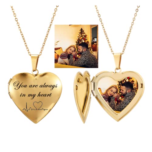 ZXH Collier Coeur Personnalisé Photo,Collier Coeur Personnalisé Prénom,Collier Femme Or en Acier Inoxydable Bijoux Cadeaux pour Maman Grand Mere Soeur (Argent) Cover